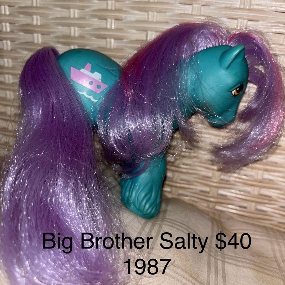 G1 Big Brother Salty My Little Pony Teal and Purple Figure 1987